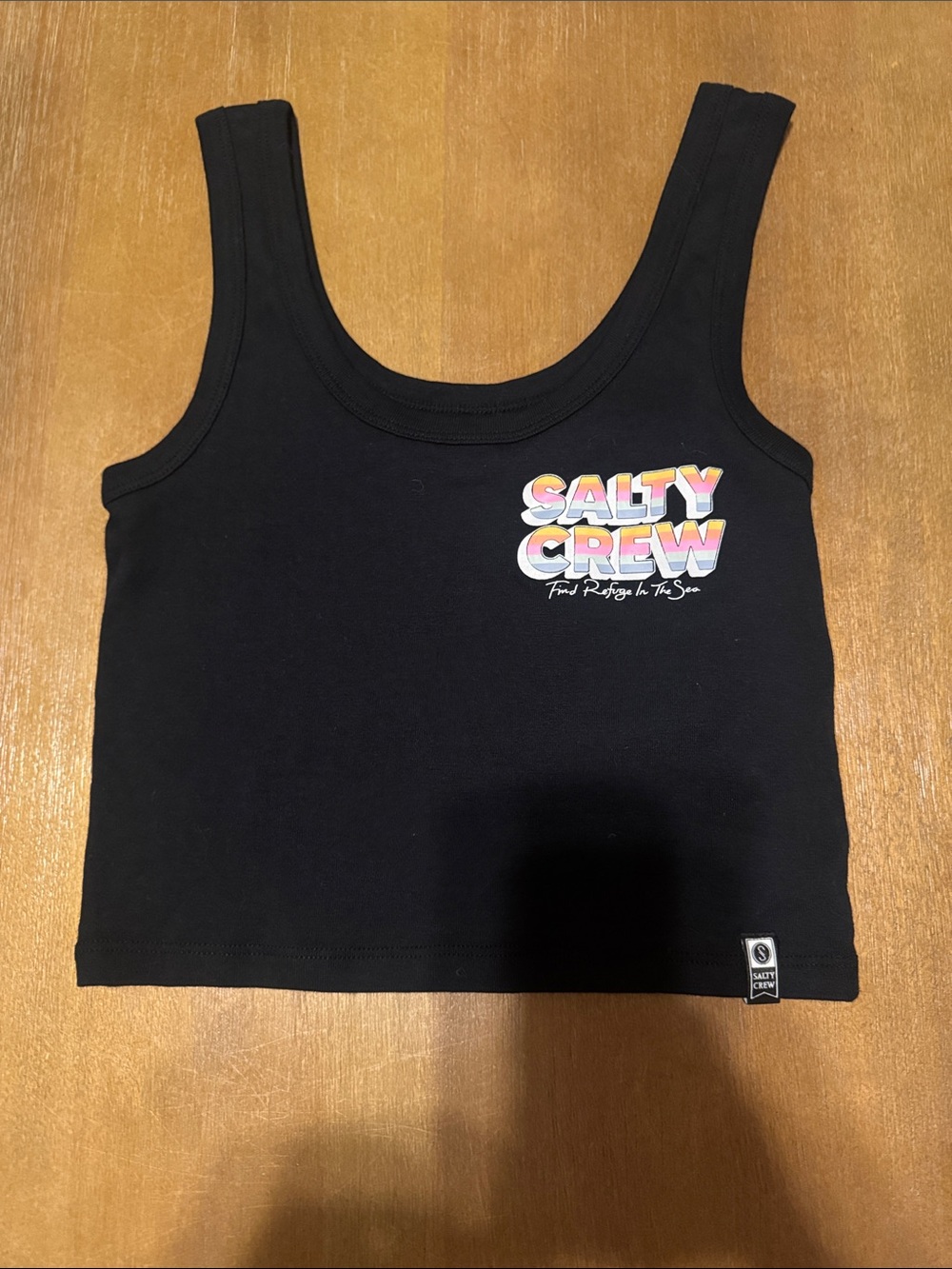 Salty Crew Black Tank with Sunset Ombre Logo